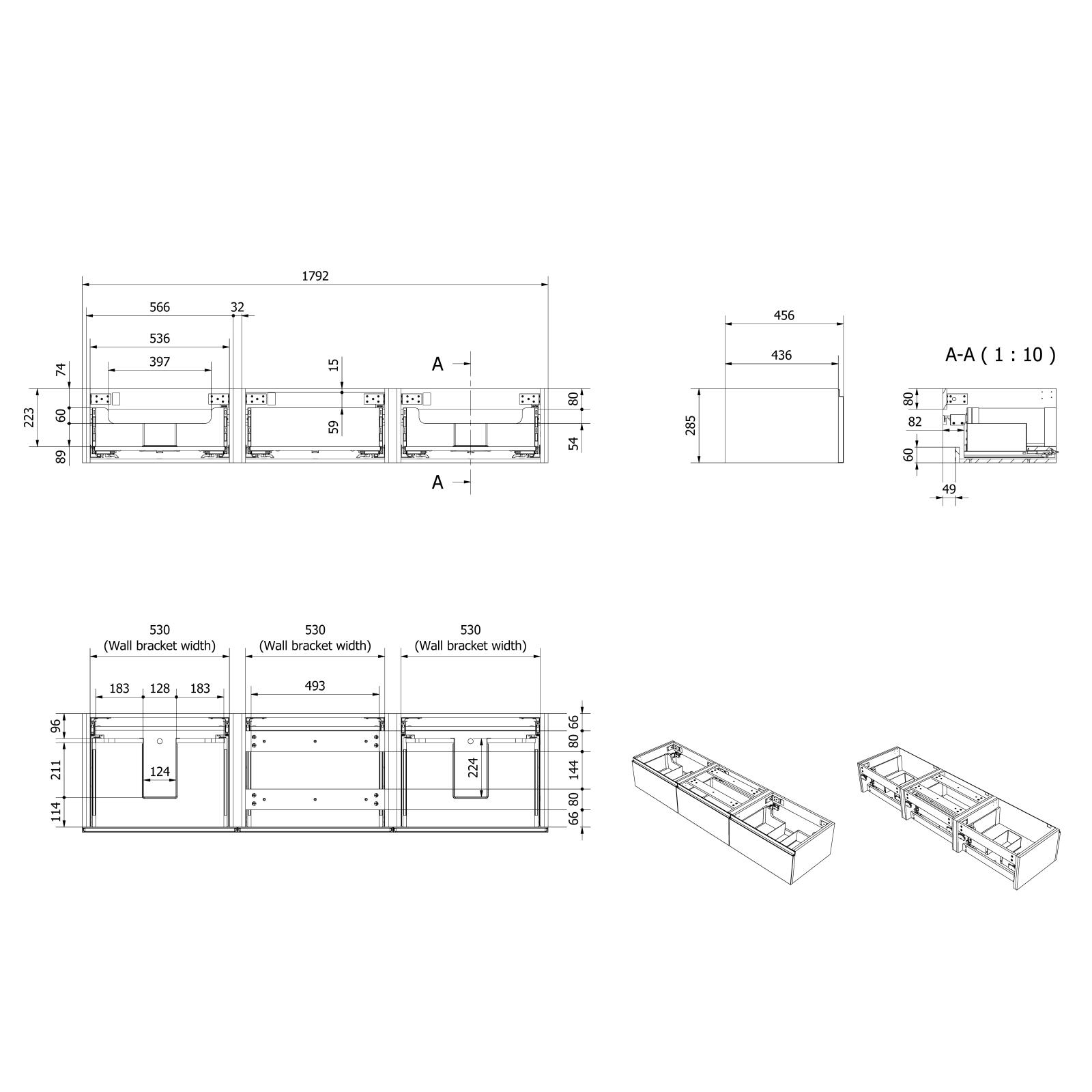 Servantskap slett MIE DEMI 180 3x60