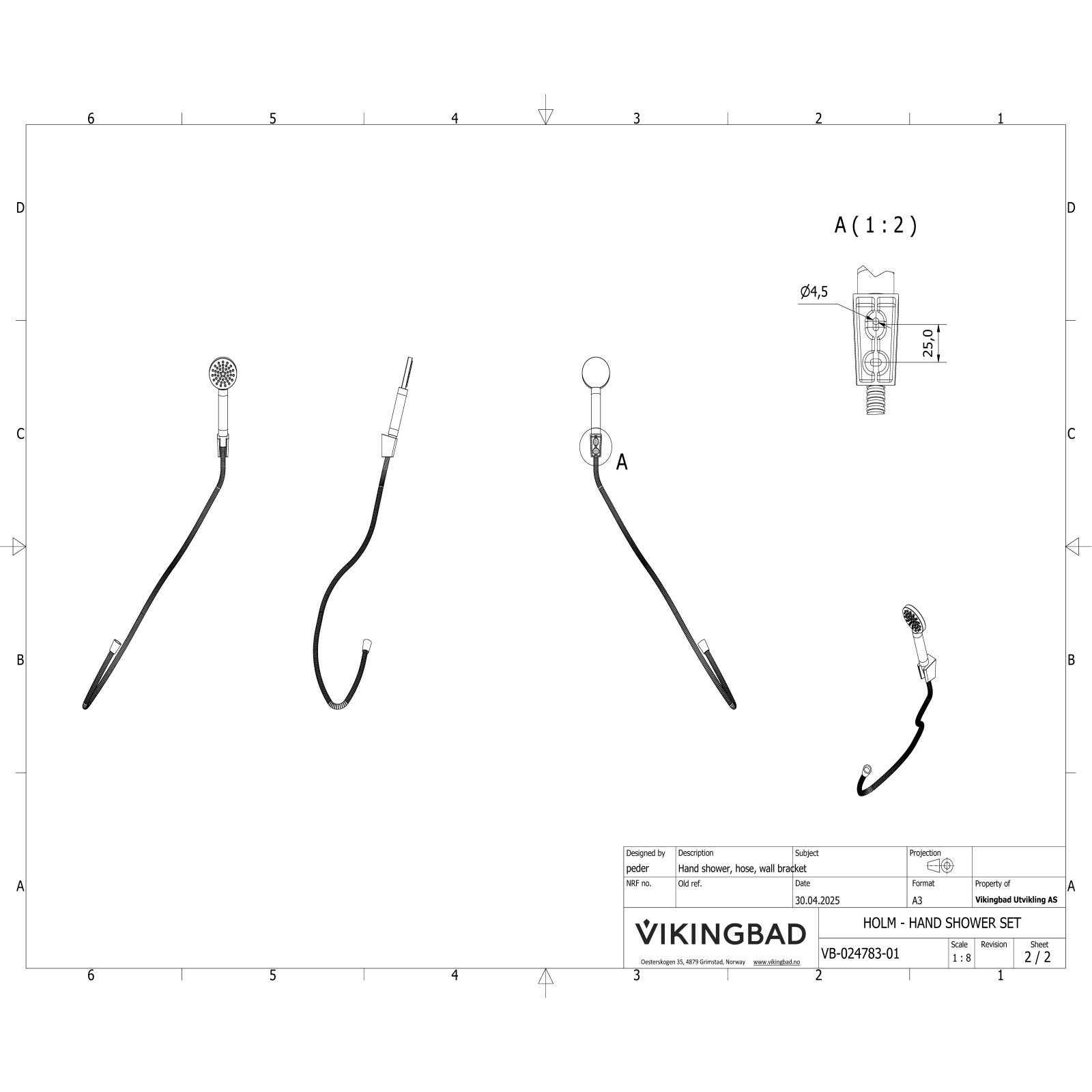 HOLM + TENGE II Badekarstbatteri